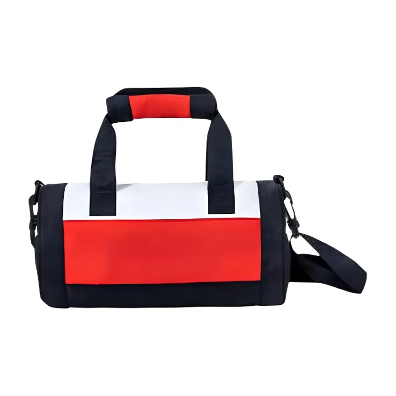 Tommy Hilfiger Polyester Boston Bag Portable One Shoulder Crossbody Travel Bag Medium Size Men's Blue White-1