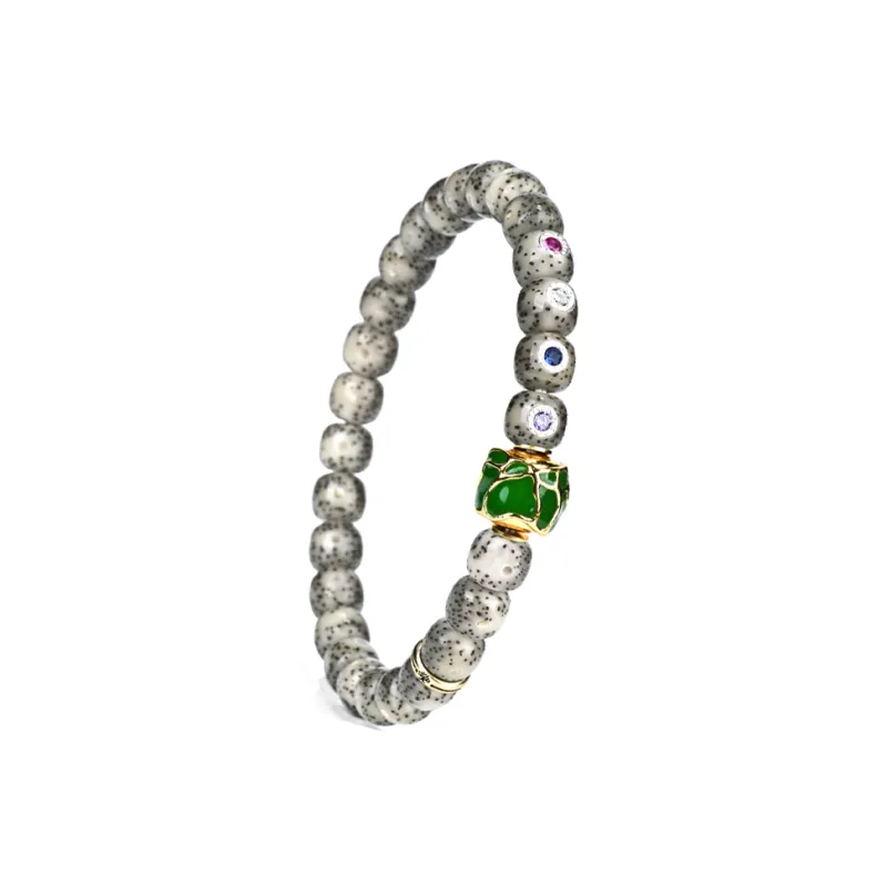 Yulan Wenwan Star Moon Bodhi Seeds 8*7 Small Rock Sugar Inlaid Buddhist Bead Collectible Beaded Bracelet Unisex-2
