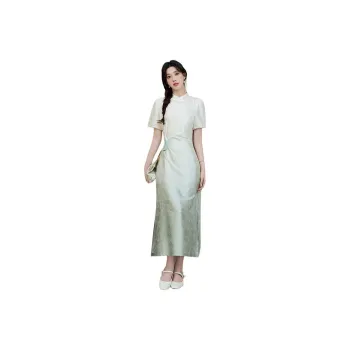 Mm Short Sleeved Dresses Women's White Green Gradient