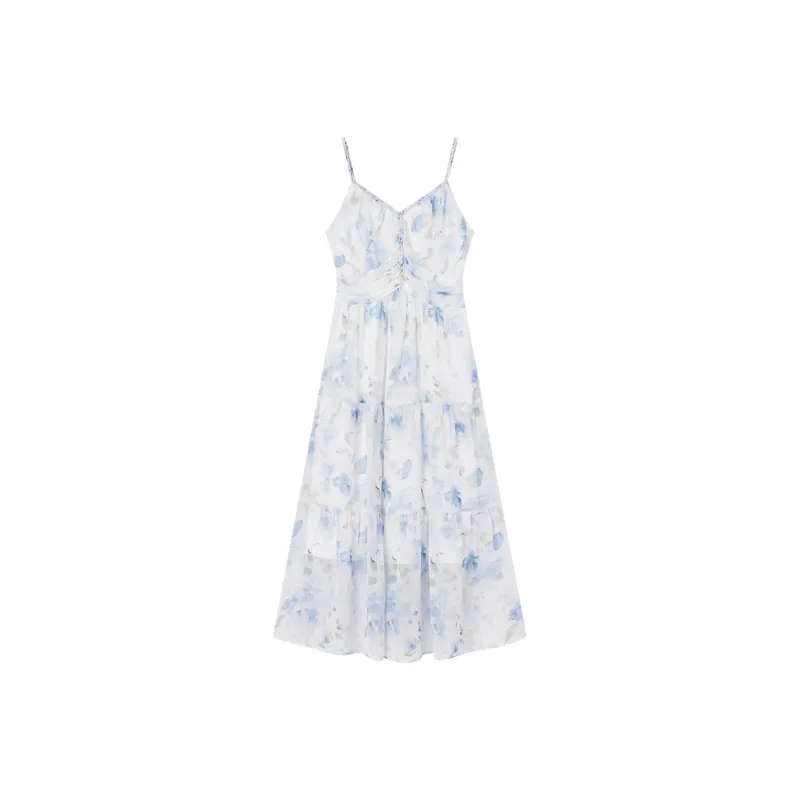 XIANGYING Slip Dress Women's Blue-1