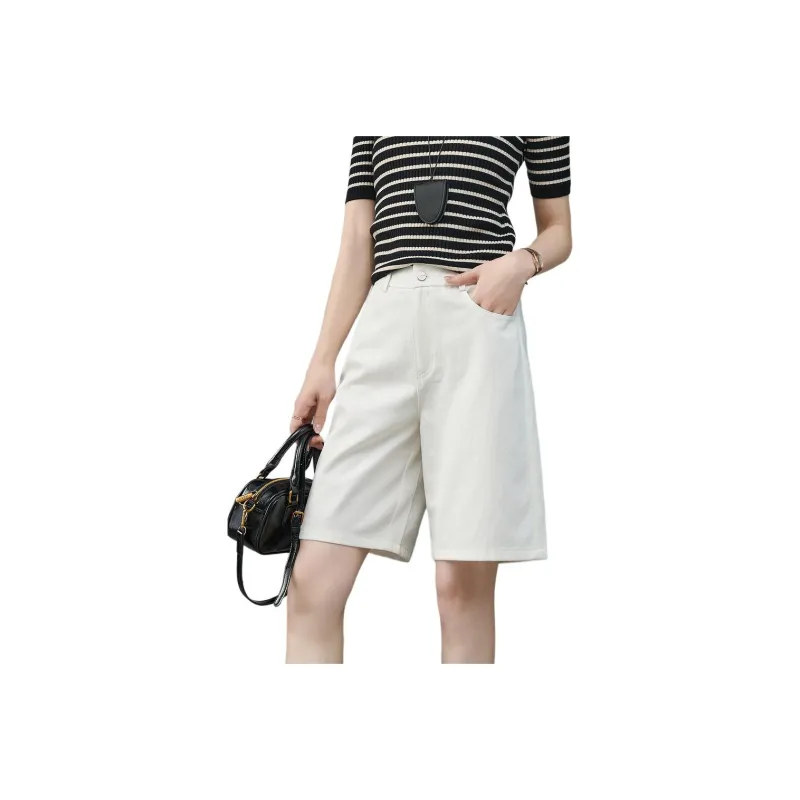 YALIDA Casual Shorts Women's Frosted White-0