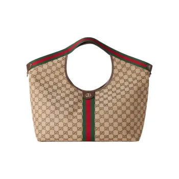 GUCCI GG Canvas Bag, Tote Bag, Shopping Bag, Shoulder Bag, Handbag Tubas Women's Beige & Dark Brown