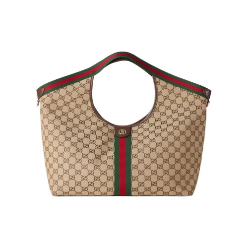 GUCCI GG Canvas Bag, Tote Bag, Shopping Bag, Shoulder Bag, Handbag Tubas Women's Beige & Dark Brown