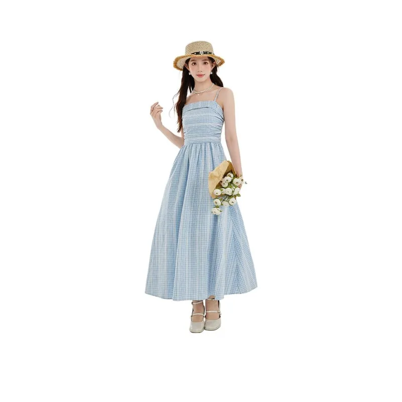Mm Slip Dresses Women's Blue Stripes Pattern Dress-0