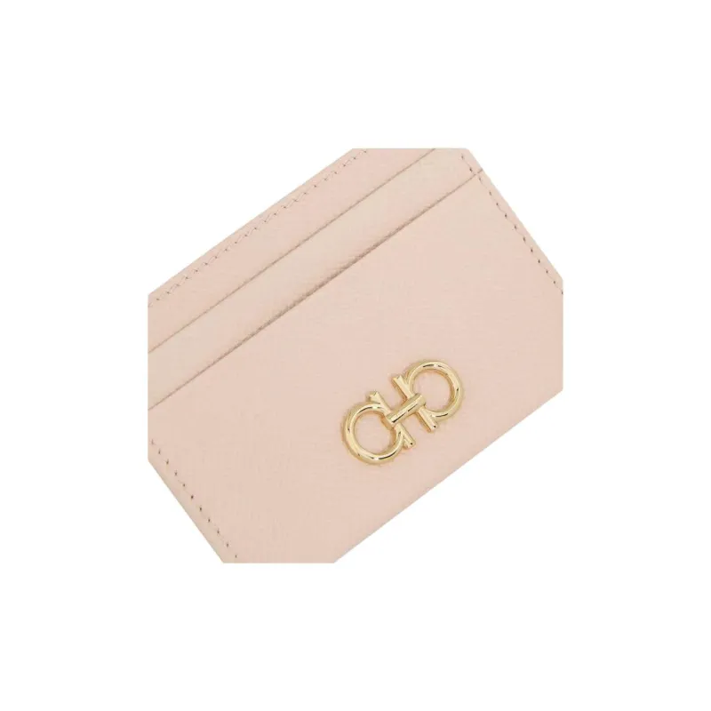 FERRAGAMO GANCINI Calfskin Card Holder Women's Ballet Pink-2