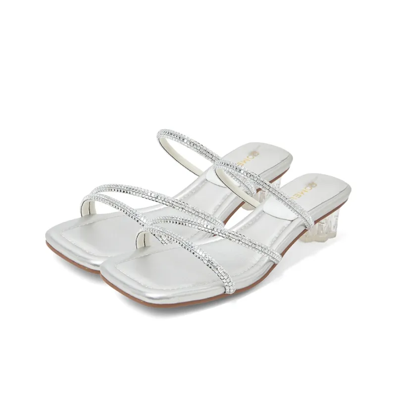 COMELY Slide Slippers Women's Black, Silver-7