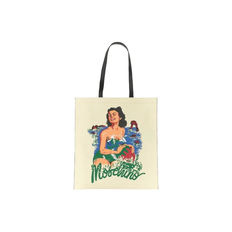 MOSCHINO Polyurethane PU Tote Bag, Shopping Bag, Shoulder Bag, Handbag Men's Beige-0