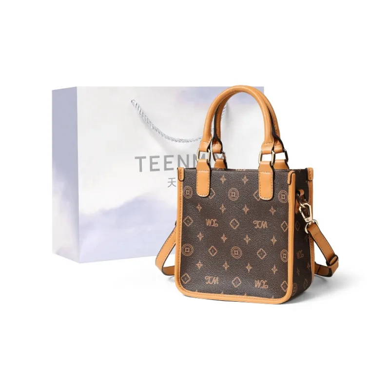 Teenmix PVC Crossbody Bag Small Square Bag Shoulder Bag Handbag Regular Women's Coffee/Ecru/Sky Blue-0