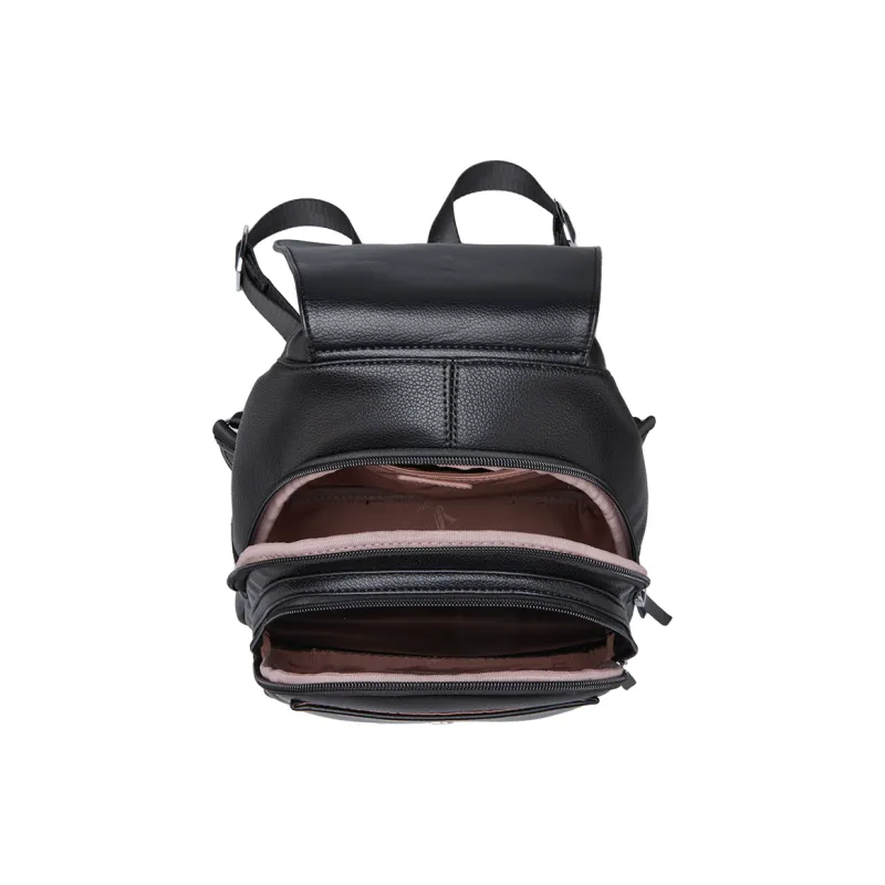 YEARCON Synthetic Leather Backpack Regular Women's Black-3