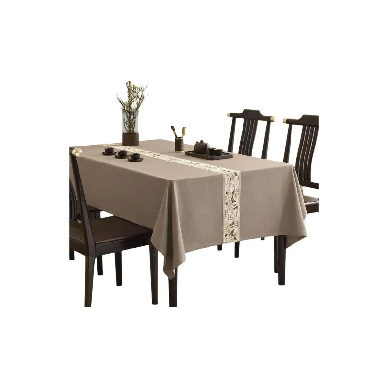 LUOYIJIA Waterproof New Chinese Style Dining Table Zen Cotton Linen Blend Coffee Table Mats Premium Tablecloths-7