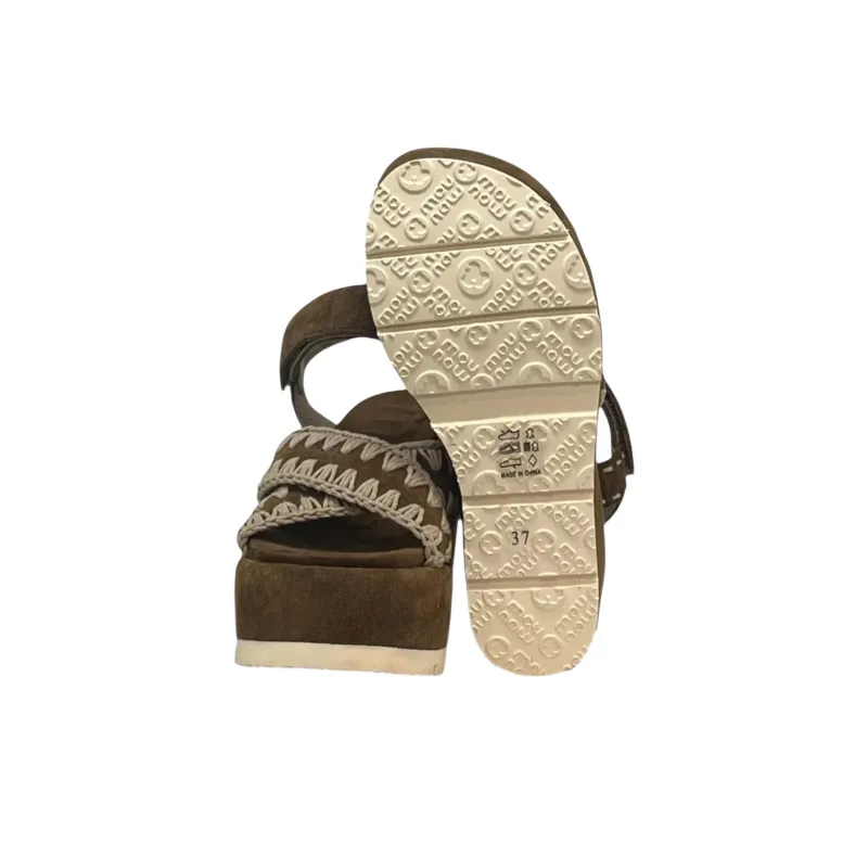 MOU One Strap Sandals Women's Dark Brown-3