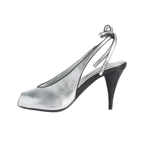 MIU MIU Mordore Cone Heel High Heels 8.5cm Women's Silver