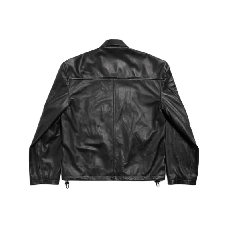 Balenciaga FW25 Leather Jacket Regular Fit Men's Black-1