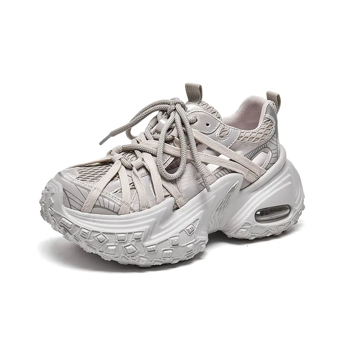 Lee Cooper Slip Resistant, Abrasion Resistant, Breathable, Height Increasing Low Top Chunky Sneakers Women's-1