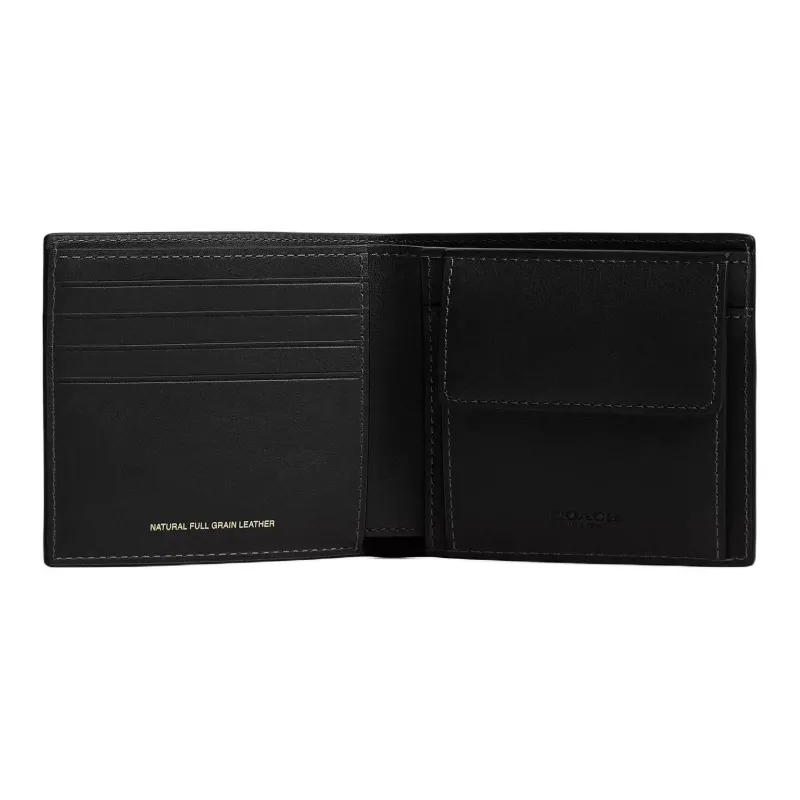 COACH Coin Wallet Grain Leather Wallet Mini Men's Black-1