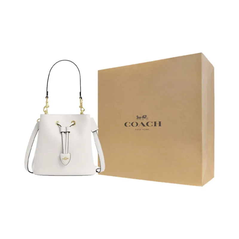 COACH Rowan Leather Handbag Trumpets Women's White-5