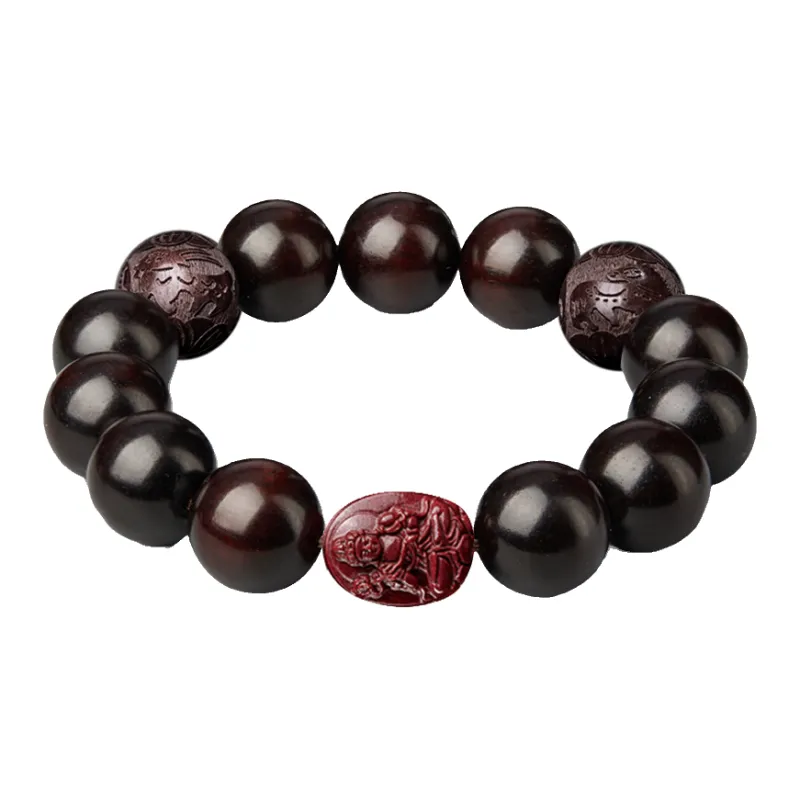 Moonstone Edge Small Leaf Red Sandalwood Bracelets Unisex-10