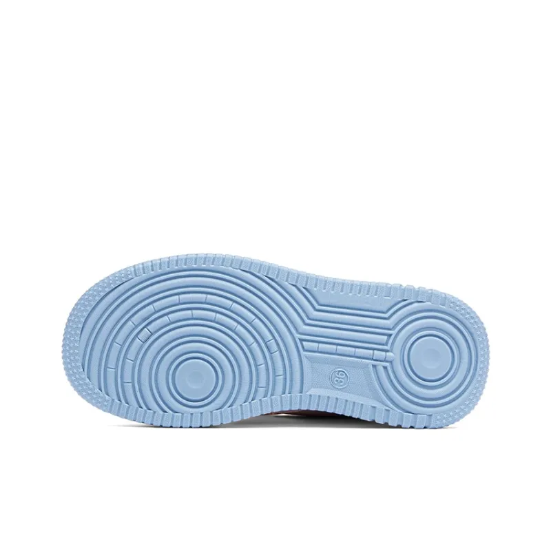RENBEN Skateboard Shoes Women's Low Top White Blue Pink-4