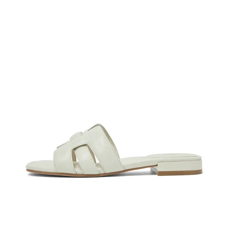COMELY Slide Slippers Women's Mocha Mousse Brown, Elegant White-5