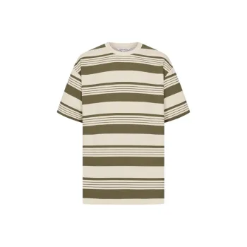 URBAN REVIVO T Shirts Men Gray Green Stripes