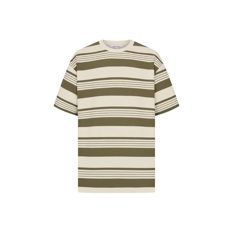 URBAN REVIVO T Shirts Men Gray Green Stripes-0