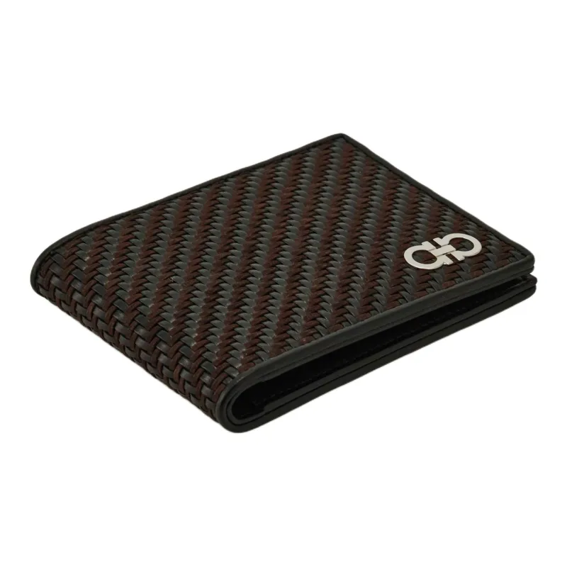 FERRAGAMO Calfskin Wallet Men's Moroccan Brown & Black-1