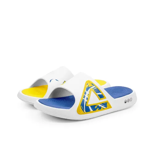 PEAK Tai Ji1.0 Quiet Slip Resistant Abrasion Resistant Slide Slippers Unisex Yellow Blue Mismatched