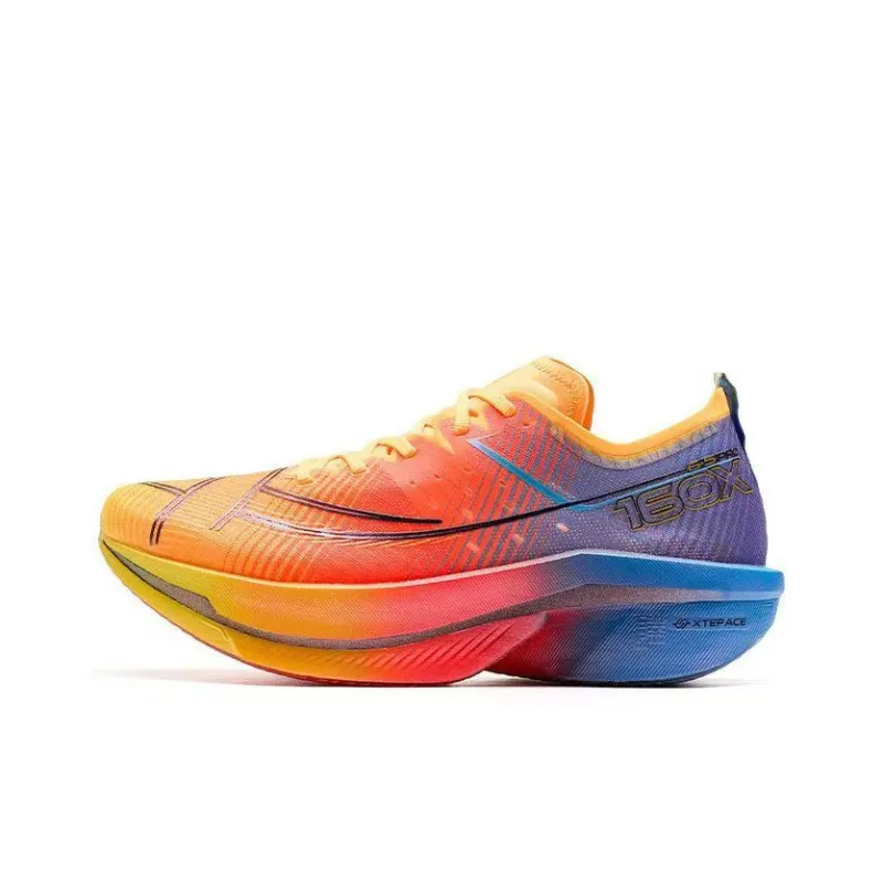 XTEP 160X 6.5PRO Anti Slip Wear Resistant Low Top Carbon Plate Marathon Running Shoes Women's Orange Blue-0