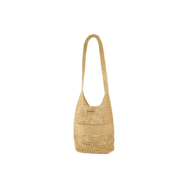 Vanessa Bruno Raffia Tote Bag, Shopping Bag, Shoulder Bag Unisex Black Sand Color-2