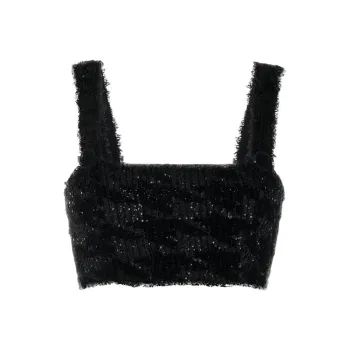 BALMAIN Sequin Knitted Crop Top