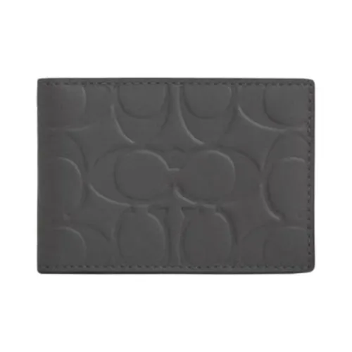 COACH Compact Calfskin Wallet Mini Men's Charcoal Gray