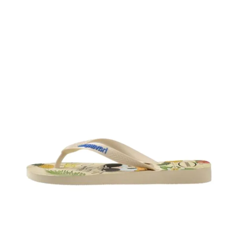 Disney x Havaianas Rubber Sole Abrasion Resistant Flip Flops Women's Beige Green-0