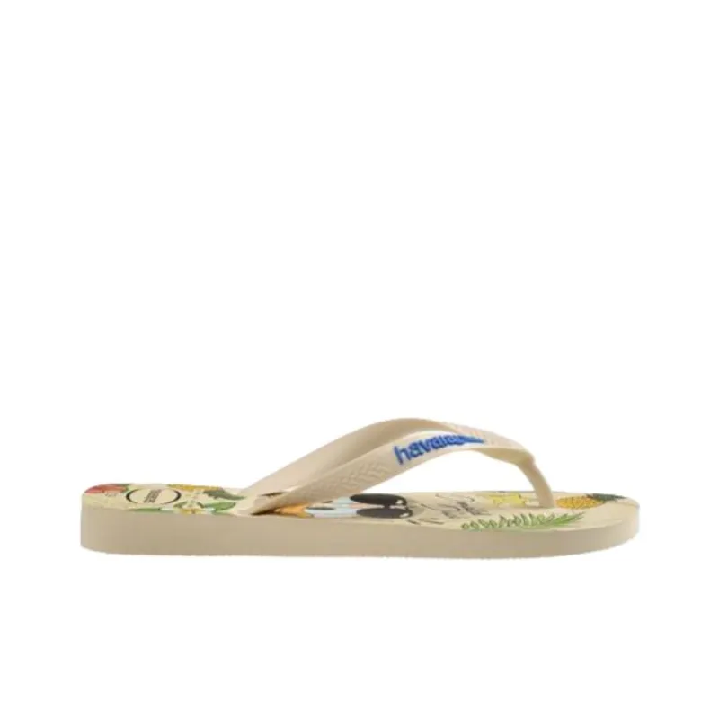 Disney x Havaianas Rubber Sole Abrasion Resistant Flip Flops Women's Beige Green-1