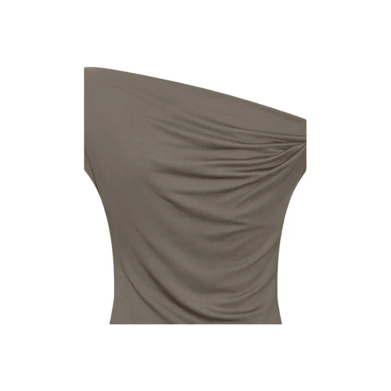 URBAN REVIVO T Shirts Women's Light Gray Brown-4
