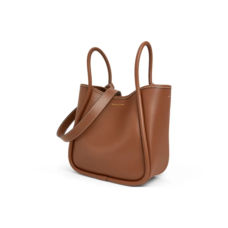 CHARLES&KEITH PU Shoulder Bag Medium Size Women's Chocolate/Taupe/Butter Yellow Cream Yellow-2