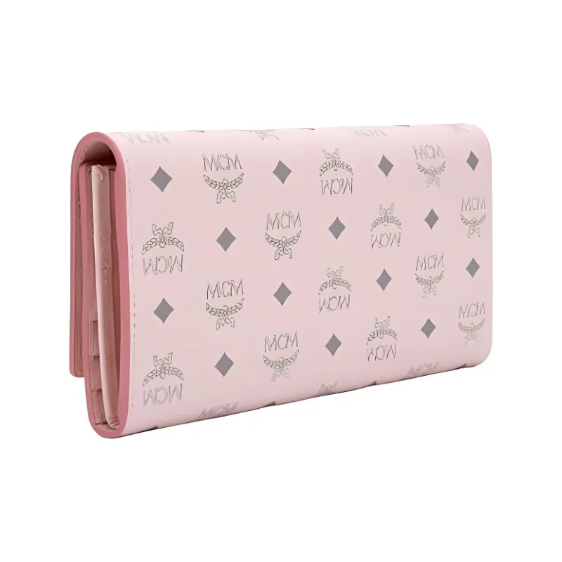 MCM Trifold Wallet Large Visetos Powder Pink-4