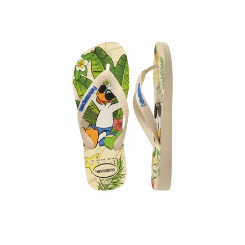 Disney x Havaianas Rubber Sole Abrasion Resistant Flip Flops Women's Beige Green-5