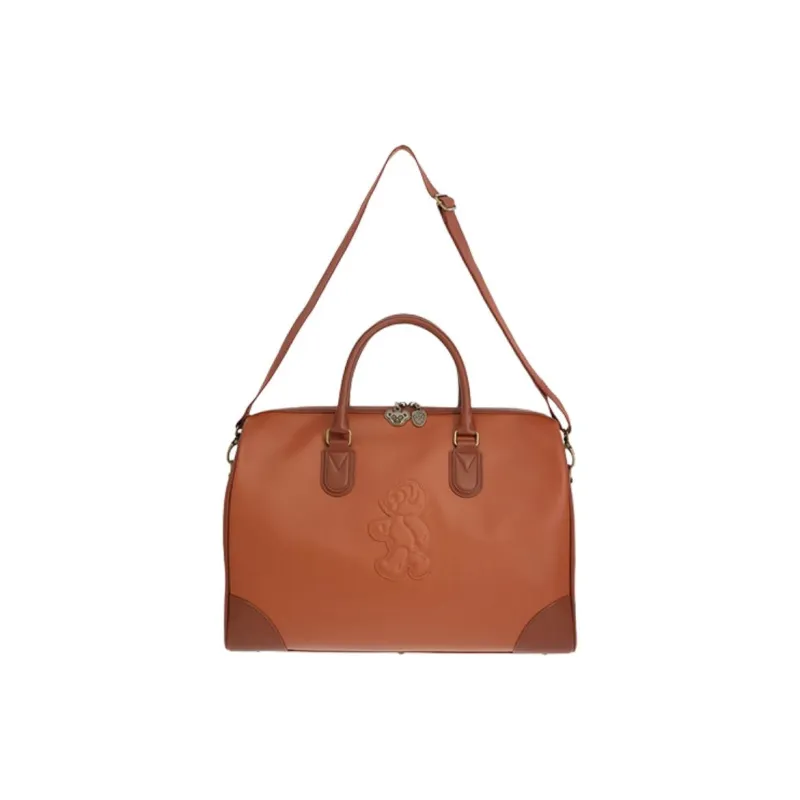 Disney Leather Boston Bag Travel Bag Unisex Brown-0