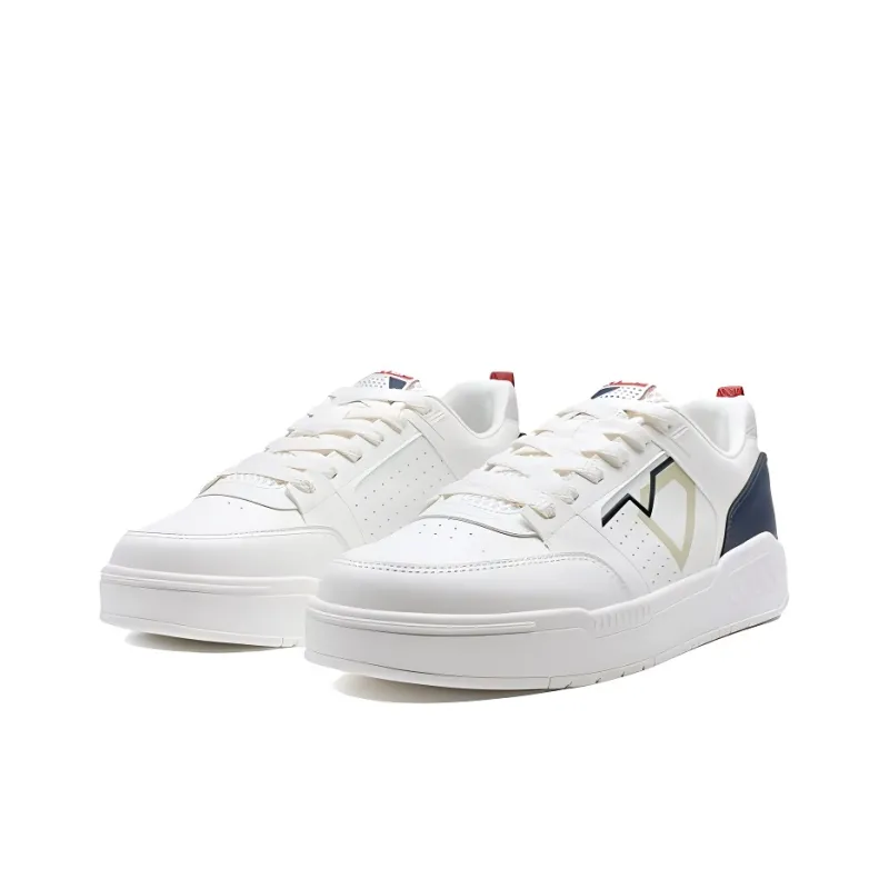 XTEP Innovation Coverage Slip Resistant And Abrasion Resistant Low Top Skateboard Shoes Men's White Blue-1
