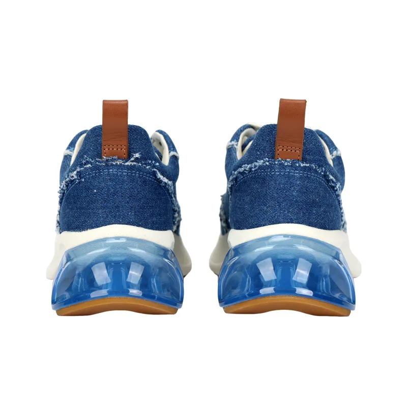 TORY BURCH Good Luck Distressed-finish Denim Sneakers-3