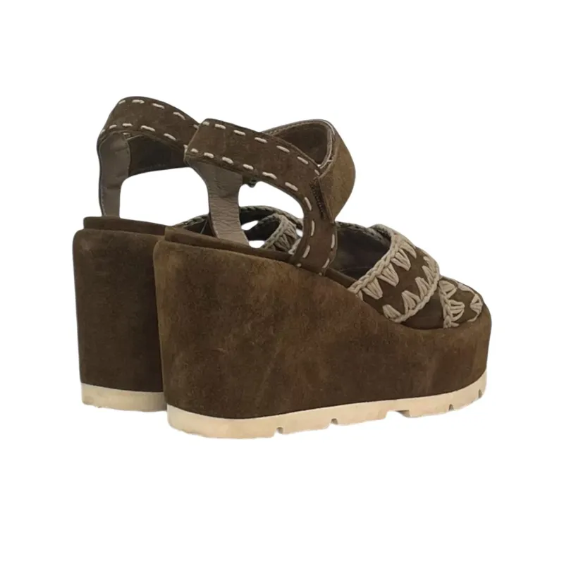 MOU One Strap Sandals Women's Dark Brown-2