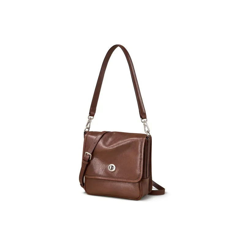KAISER Top Grain Vegetable Tanned Cow Leather Crossbody Bag, Shoulder Bag Women's Sunset Yellow/Umber/Black-3