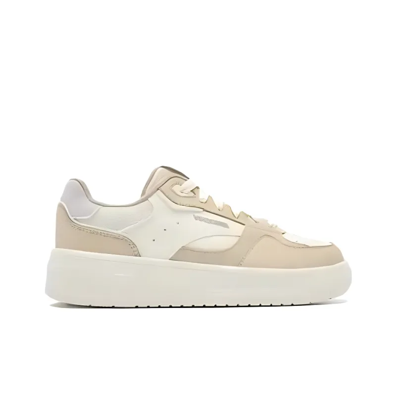 QIAODAN Non slip Lightweight Low Top Skateboard Shoes Women's White Yellow-1