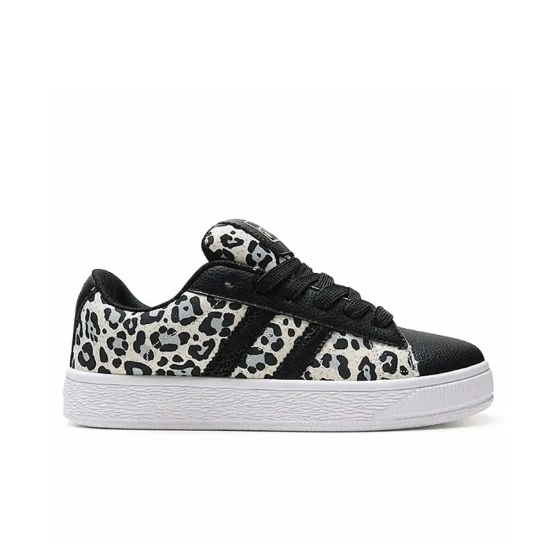 PIYOPIYO Low Top Skateboard Shoes Women's Leopard Gray-7