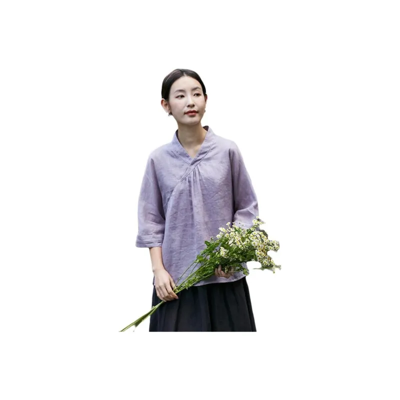 JIXIANGYUER Shirts Women's Dusty Purple-0