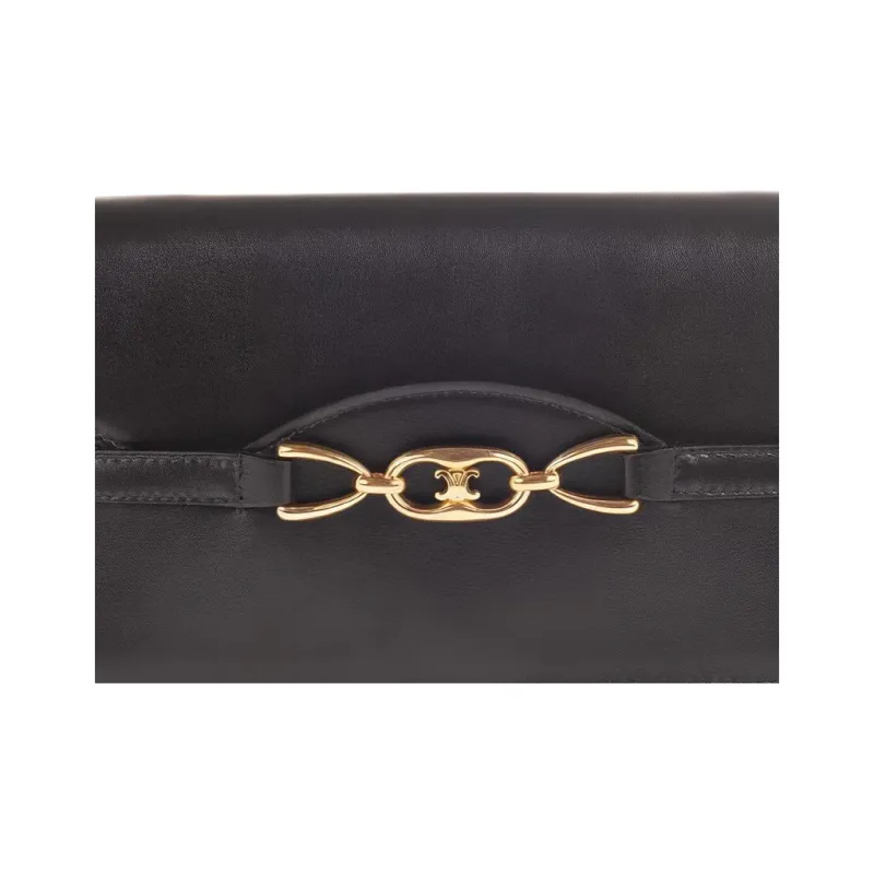 CELINE Triumph Gate Triomphe Leather Crossbody Bag Shoulder Bag Mini Women's Black-3