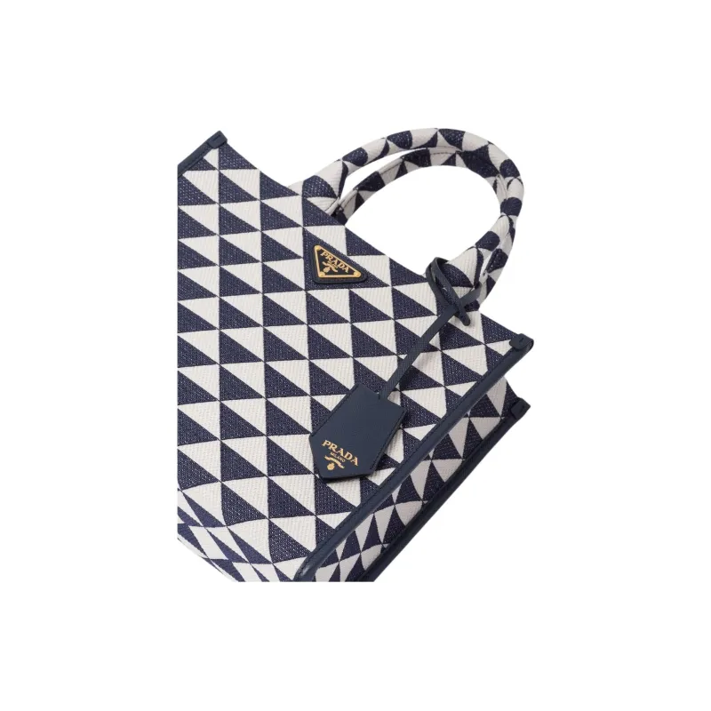 PRADA Symbole Leather Tote Bag, Shopping Bag, Shoulder Bag, Handbag Trumpets Women's Baltic Sea Blue-4