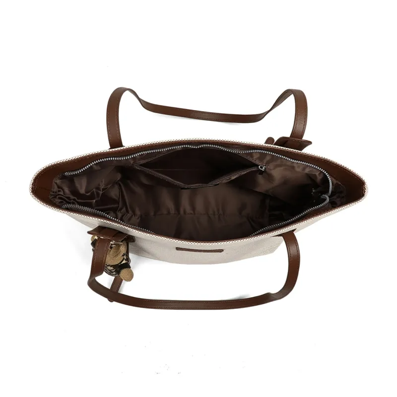 PT'SON Canvas Handbag Tote Bag Tote Shopping Bag Underarm Shoulder Bag Regular Women's Coffee-4