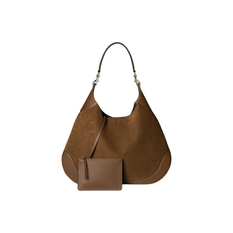 GUCCI Suede Shoulder Bag Tubas Women's Brown-4