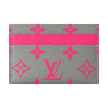 LOUIS VUITTON Color Block Design Card Holder Men's Gray & Pink
